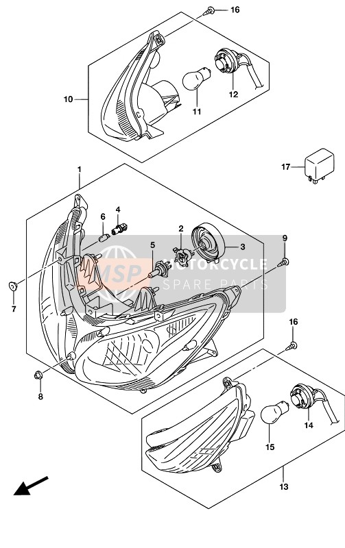 Lampada frontale combinata